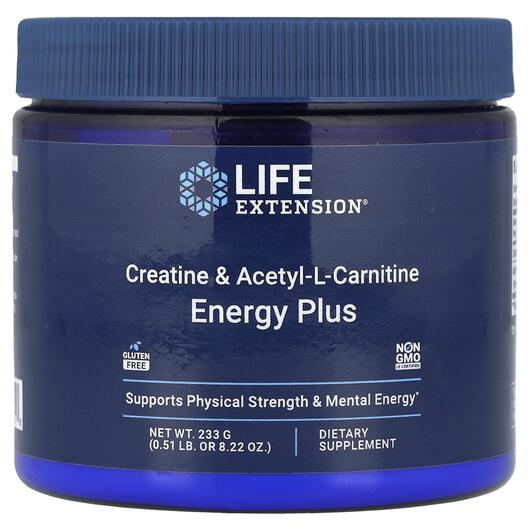 Основне фото товара Creatine & Acetyl-L-Carnitine Energy Plus, Креатин, 233 г