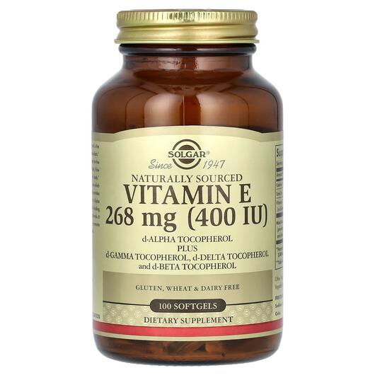 Основне фото товара Solgar, Vitamin E 400 IU, Вітамін Е 400 МЕ, 100 капсул