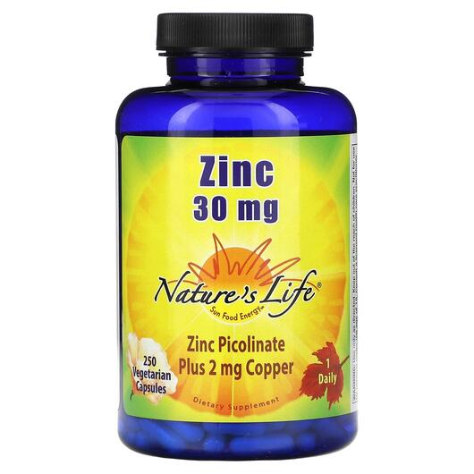 Основне фото товара Natures Life, Zinc 30 mg, Цинк, 250 капсул