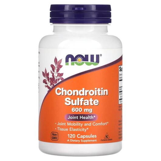 Основне фото товара NOW, Chondroitin Sulfate, Хондроїтин Сульфат 600 мг, 120 капсул