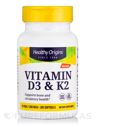 Основне фото товара Vitamin D3 & K2 50 mcg / 20 mcg, Вітаміни D3 K2, 180 капсул