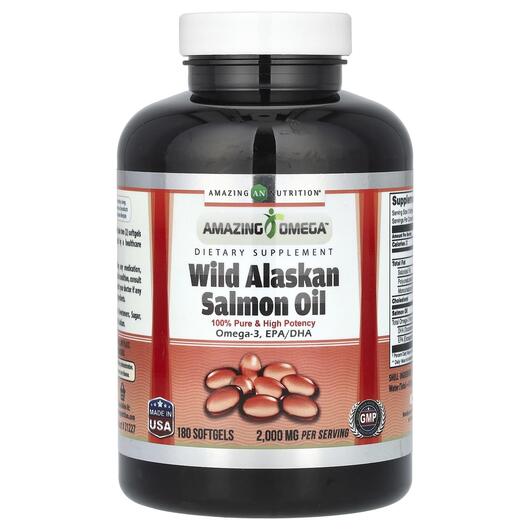 Основне фото товара Wild Alaskan Salmon Oil 2000 mg, Олія з дикого лосося, 180 капсул