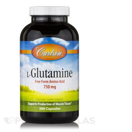 Основне фото товара Carlson, L-Glutamine 750 mg, L-Глутамін, 300 капсул