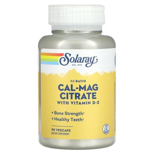 Основне фото товара Solaray, Cal-Mag Citrate with Vitamin D-2, Вітамін D, 90 капсул