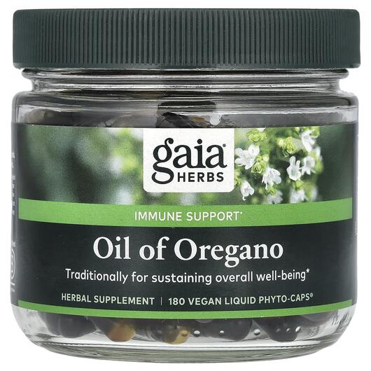 Основне фото товара Gaia Herbs, Oil of Oregano, Олія орегано, 180 капсул