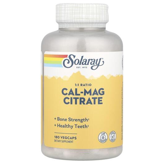 Основне фото товара Cal-Mag Citrate 1:1 Ratio, Кальцій Магній Цитрат D3, 180 капсул