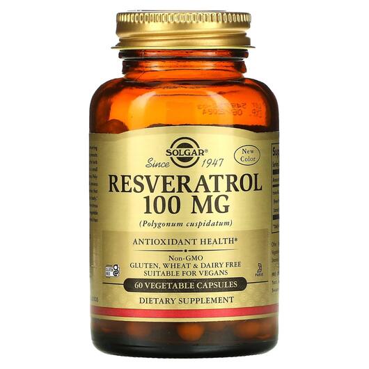 Основне фото товара Solgar, Resveratrol 100 mg, Ресвератрол 100 мг, 60 капсул