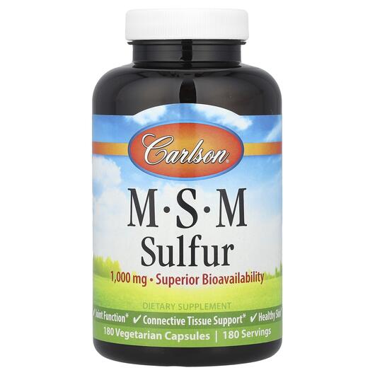 Основне фото товара Carlson, MSM Sulfur 1000 mg, Метилсульфонілметан МСМ, 180 капсул