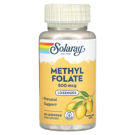 Основне фото товара Solaray, Methyl Folate Lemon 800 mcg, Метилфолат, 60 таблеток