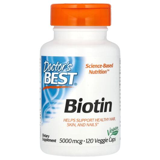 Основне фото товара Doctor's Best, Biotin 5000 mcg, Біотин 5000 мкг, 120 капсул