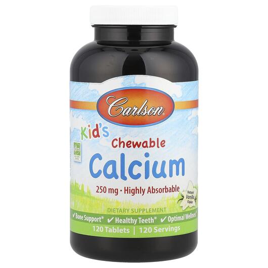 Основне фото товара Carlson, Kid's Chewable Calcium, Кальцій для дітей, 120 табл