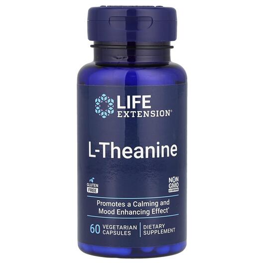 Основне фото товара Life Extension, L-Theanine 100 mg, L-Теанін 100 мг, 60 капсул