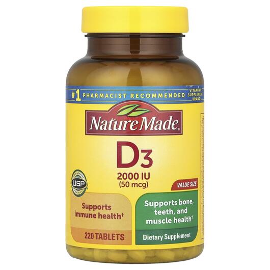 Основне фото товара Nature Made, Vitamin D3, Вітамін D3 Холекальциферол, 220 таблеток