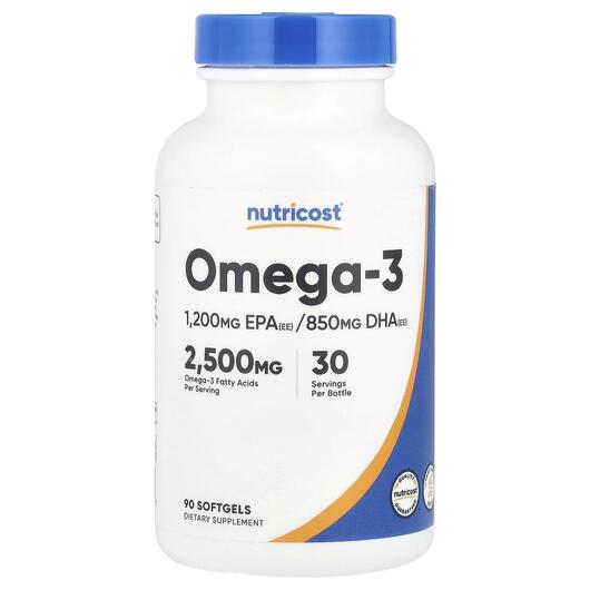 Основне фото товара Nutricost, Omega-3 2500 mg, Омега 3, 90 капсул