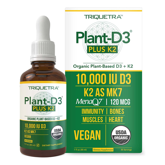 Основне фото товара Triquetra Health, Plant-D3 Plus K2, Вітаміни D3 K2, 30 мл