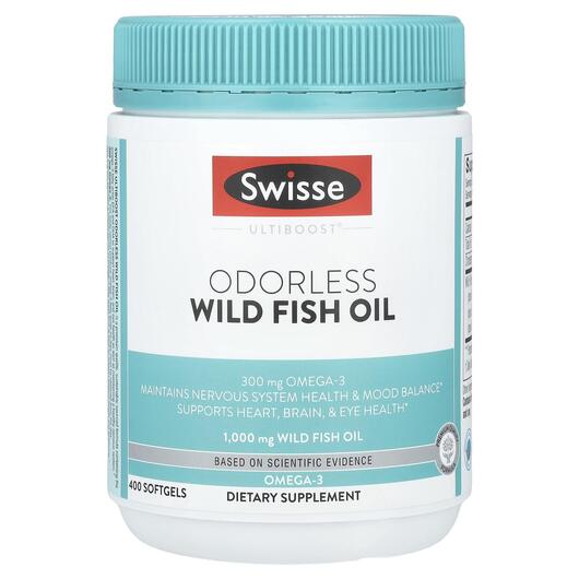 Основне фото товара Ultiboost Odorless Wild Fish Oil 1000 mg, Омега 3, 400 капсул
