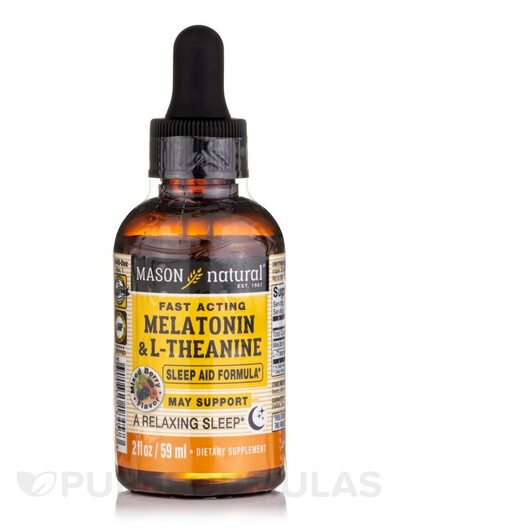 Основне фото товара Melatonin + L-Theanine Liquid Drops Mixed Berry Flavor, L-Теанін,