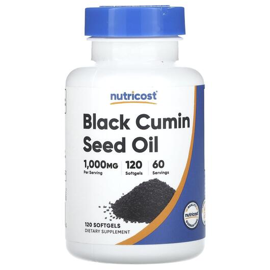 Основне фото товара Nutricost, Black Cumin Seed Oil 1000 mg, Куркумін, 120 капсул