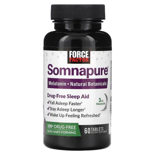 Основне фото товара Force Factor, Somnapure Natural Sleep Aid, Мелатонін, 60 таблеток