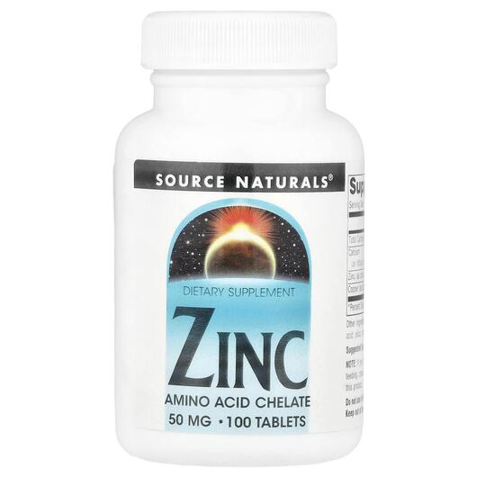 Основне фото товара Source Naturals, Zinc 50 mg, Цинк, 100 таблеток