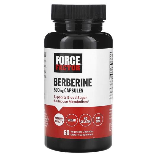 Основне фото товара Force Factor, Berberine 500 mg, Берберин, 60 капсул