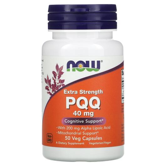 Основне фото товара NOW, PQQ 40 mg, Пірролохінолінхінон 40 мг, 50 капсул