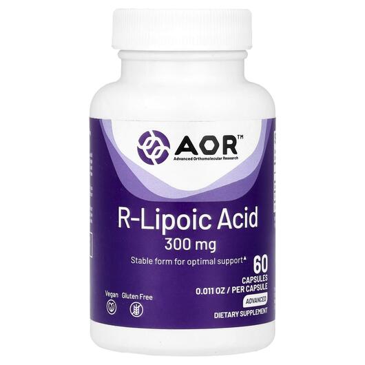 Основне фото товара AOR, R Lipoic Acid 300 mg, R-Ліпоєва кислота, 60 капсул