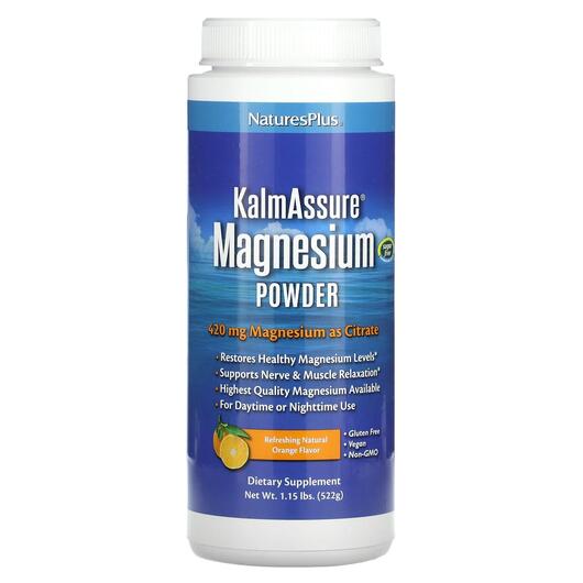 Основне фото товара Kalmassure Magnesium Powder Orange Flavor 400 mg, Магній, 522 г