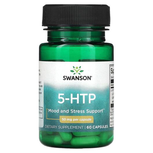 Основне фото товара Swanson, 5-HTP 50 mg, 5-гідрокситриптофан, 60 капсул