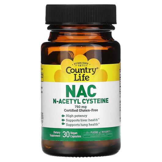 Основне фото товара NAC N-Acetyl Cysteine 750 mg, N-ацетилцистеїн, 30 капсул