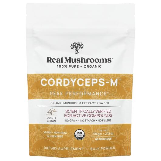 Основне фото товара Real Mushrooms, Cordyceps-M, Гриби Кордицепс, 60 г