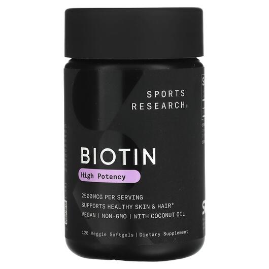 Основне фото товара Sports Research, Biotin 2500 mcg, Біотин 2500 мкг, 120 капсул