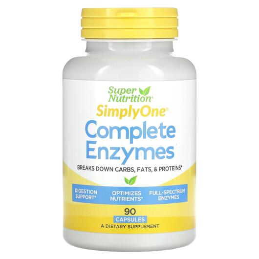 Основне фото товара Super Nutrition, Simply One Complete Enzymes, Ферменти, 90 капсул