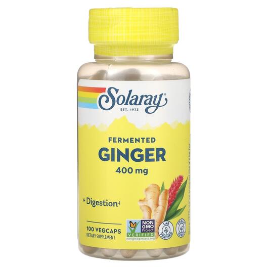 Основне фото товара Solaray, Fermented Ginger 400 mg, Корінь Імбиру, 100 капсул