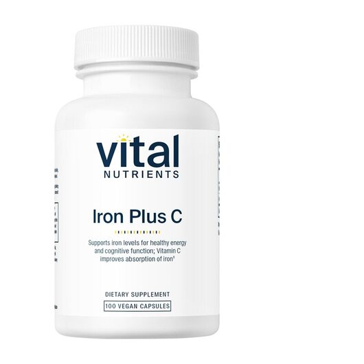 Основне фото товара Vital Nutrients, Iron Plus C 20 mg / 200 mg, Залізо, 100 капсул
