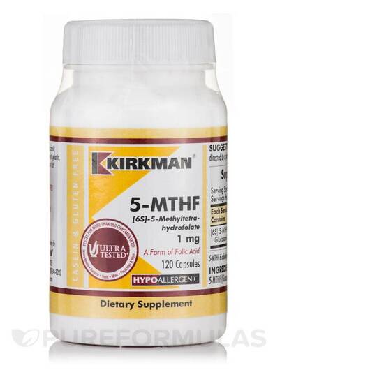 Основне фото товара 5-MTHF [6S]-5-Methyltetrahydrofolate 1 mg, Метилфолат, 120 капсул
