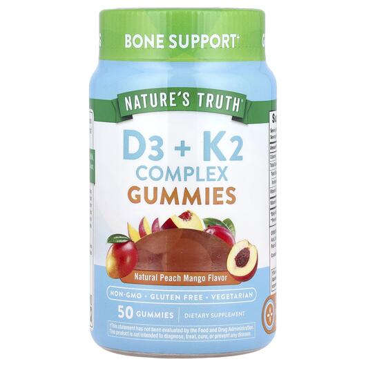 Основне фото товара Vitamins D3+K2 Calcium Natural Peach, Кальцій, 50 Vegetarian Gumm