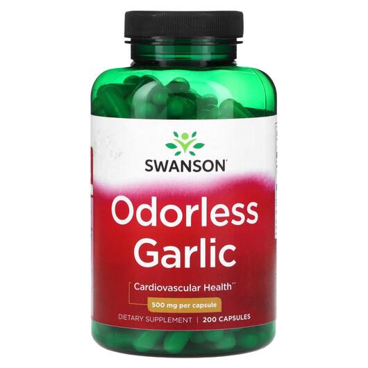 Основне фото товара Swanson, Odorless Garlic 500 mg, Екстракт Часнику, 200 капсул
