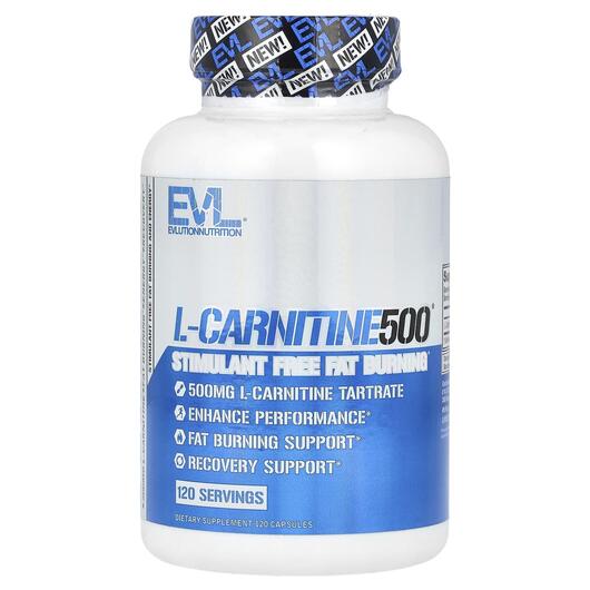 Основне фото товара EVLution Nutrition, L-CARNITINE500, L-Карнітин, 120 капсул
