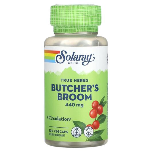 Основне фото товара Solaray, True Herbs Butcher's Broom 440 mg, Трави, 100 капсу