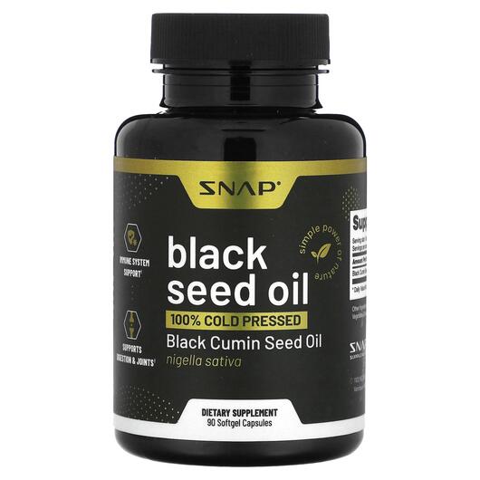 Основне фото товара Snap Supplements, Black Seed Oil, Олія Чорного Кмину, 90 капсул