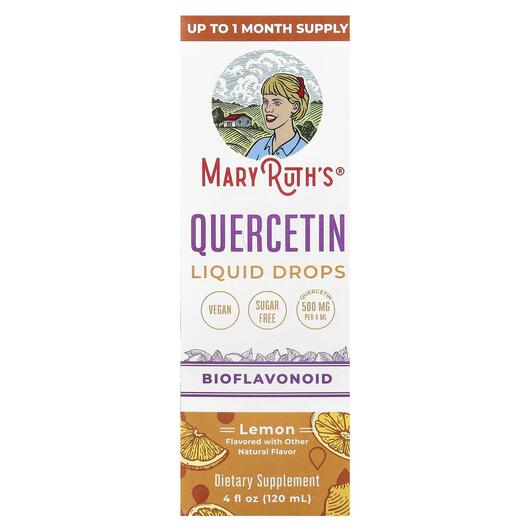 Основне фото товара MaryRuth's, Quercetin Liquid Drops Lemon, Кверцетин, 120 мл