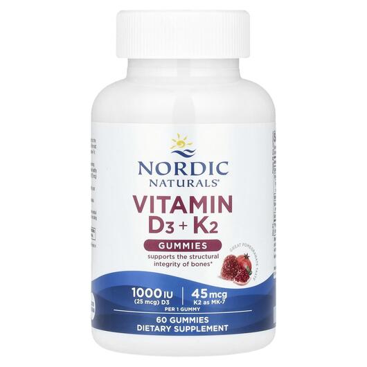 Основне фото товара Nordic Naturals, Vitamin D3 + K2, Вітаміни D3 K2, 60 таблеток