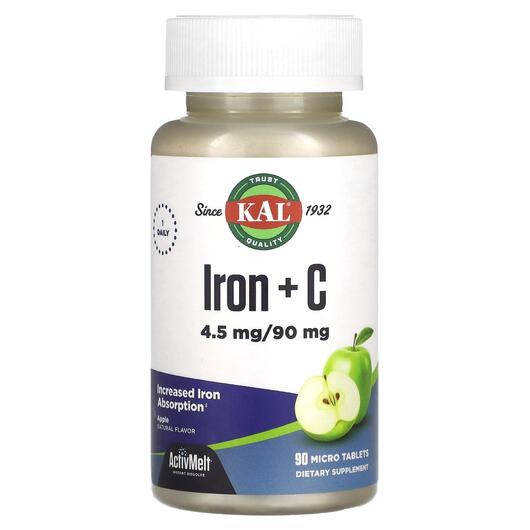 Основне фото товара KAL, Iron + C Apple, Залізо, 90 таблеток