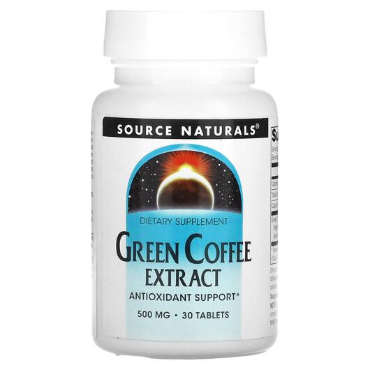 Основне фото товара Green Coffee Extract 500 mg, Зелена Кава 500 мг, 30 таблеток