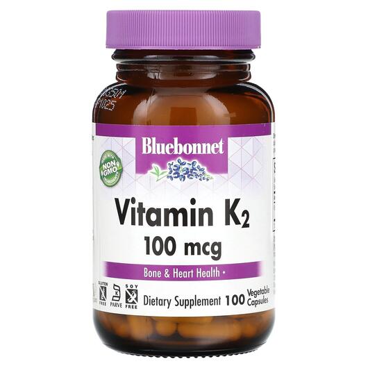 Основне фото товара Bluebonnet Nutrition, Vitamin K2 100 mcg, Вітамін K2, 100 капсул