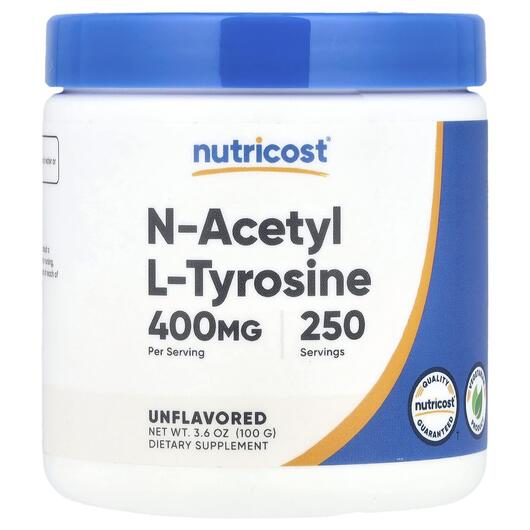 Основне фото товара Nutricost, N-Acetyl L-Tyrosine Unflavored, L-Тирозин, 100 г