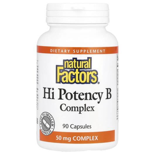 Основне фото товара Natural Factors, Hi Potency B Complex 90, B-комплекс, 90 капсул