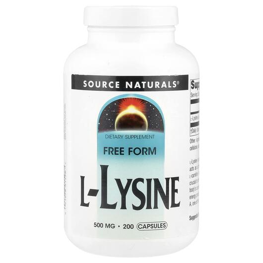 Основне фото товара Source Naturals, L-Lysine 500 mg 200, L-Лізин 500 мг, 200 капсул