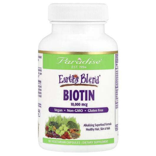 Основне фото товара Earth's Blend Biotin 10000 mcg, Вітамін B7 Біотин, 90 капсул